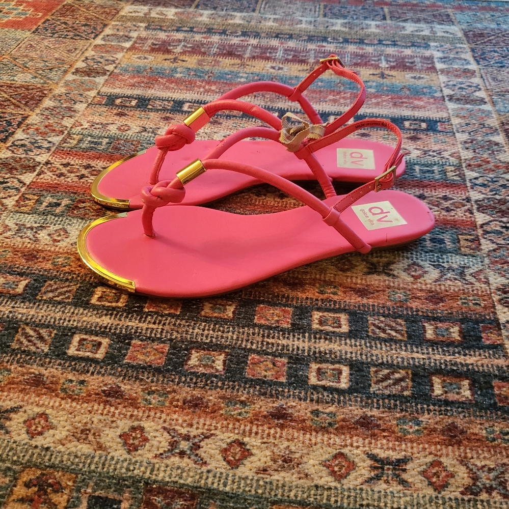 Bright Pink & Gold Dolce Vita Sandals - Picture 2 of 3